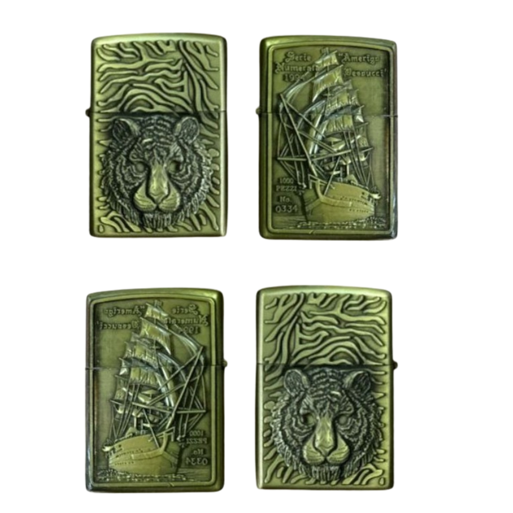 Kit 2 Isqueiros tipo zippo metálico recarregável retro vintage