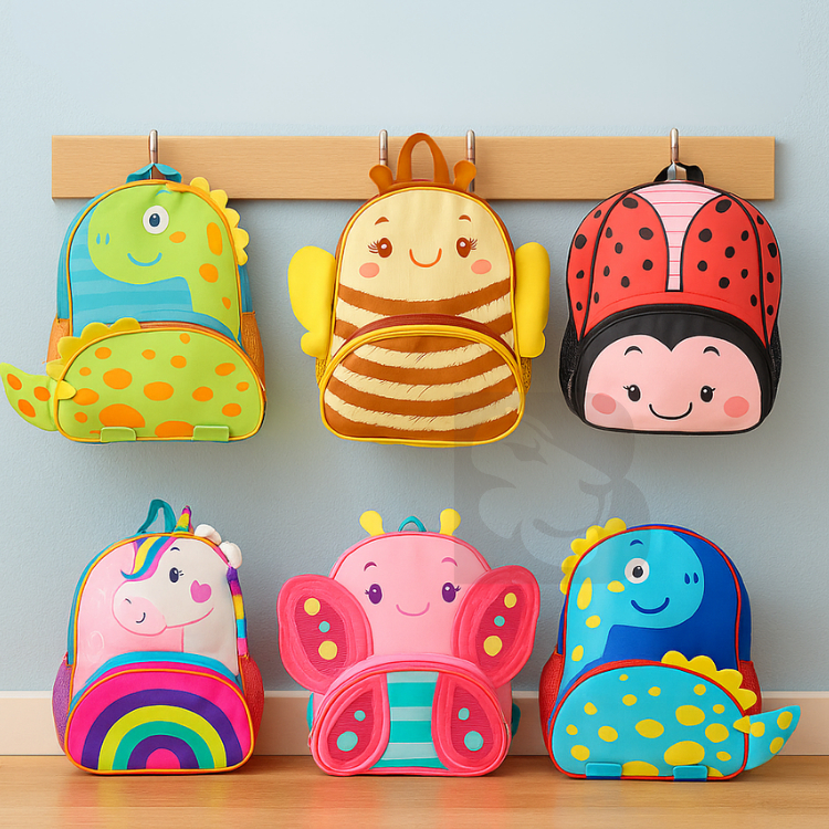 Mochila Infantil de Costas Com Alças Crianças Creche Escolar Passeio Bichinho Pet Com Bolso Lateral