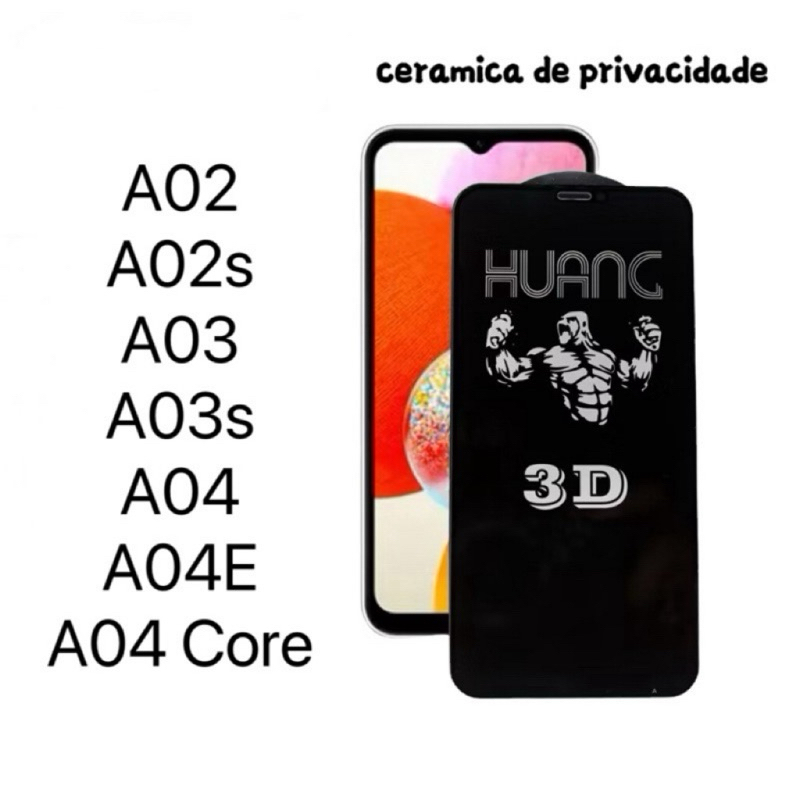 Película 9D Ceramica Privacidade Anti Spy para Samsung A02 A02s A03 A03s A04 A04e A04 Core