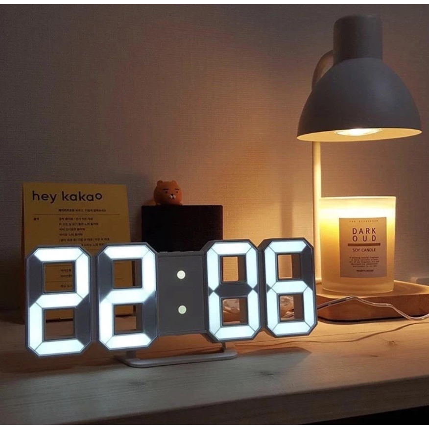 Relógio Digital 3D LED De Parede e Mesa Design Moderno Luz Noturna Decoração em Oferta na Shopee