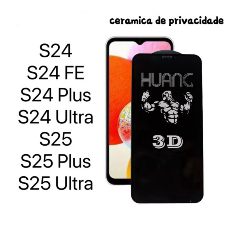 Película 9D Ceramica Privacidade Anti Spy para Samsung S24 S24 FE S24 Plus S24 Ultra S25 S25 Plus S25 Ultra em Oferta na Shopee