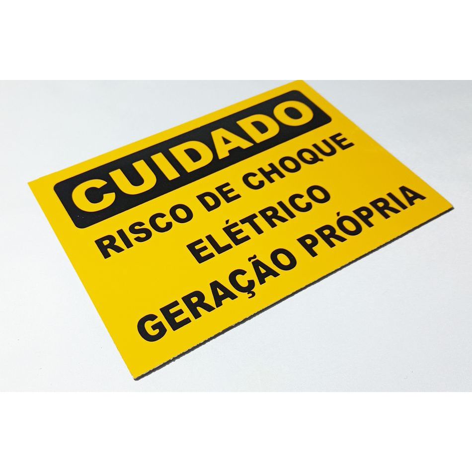 kit 10 Placas Cuidado Risco choque eletrico Geração Própria Energia Solar 25x18 Aluminio