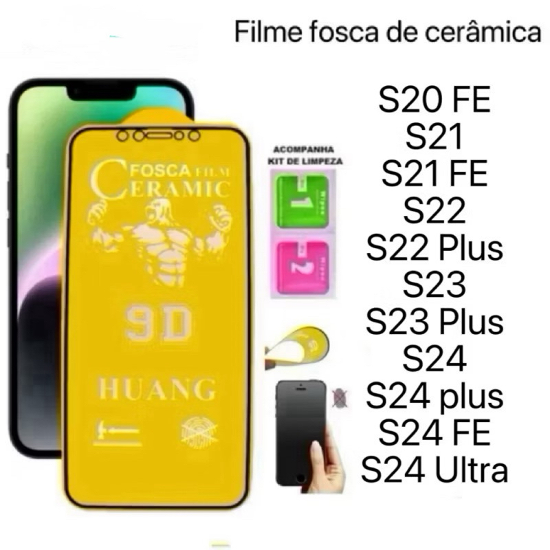 Película Fosca Cerâmica Flexível 9D Hidrogel Para samsung S20 S21 S22 S23 S24 Plus FE Ultra