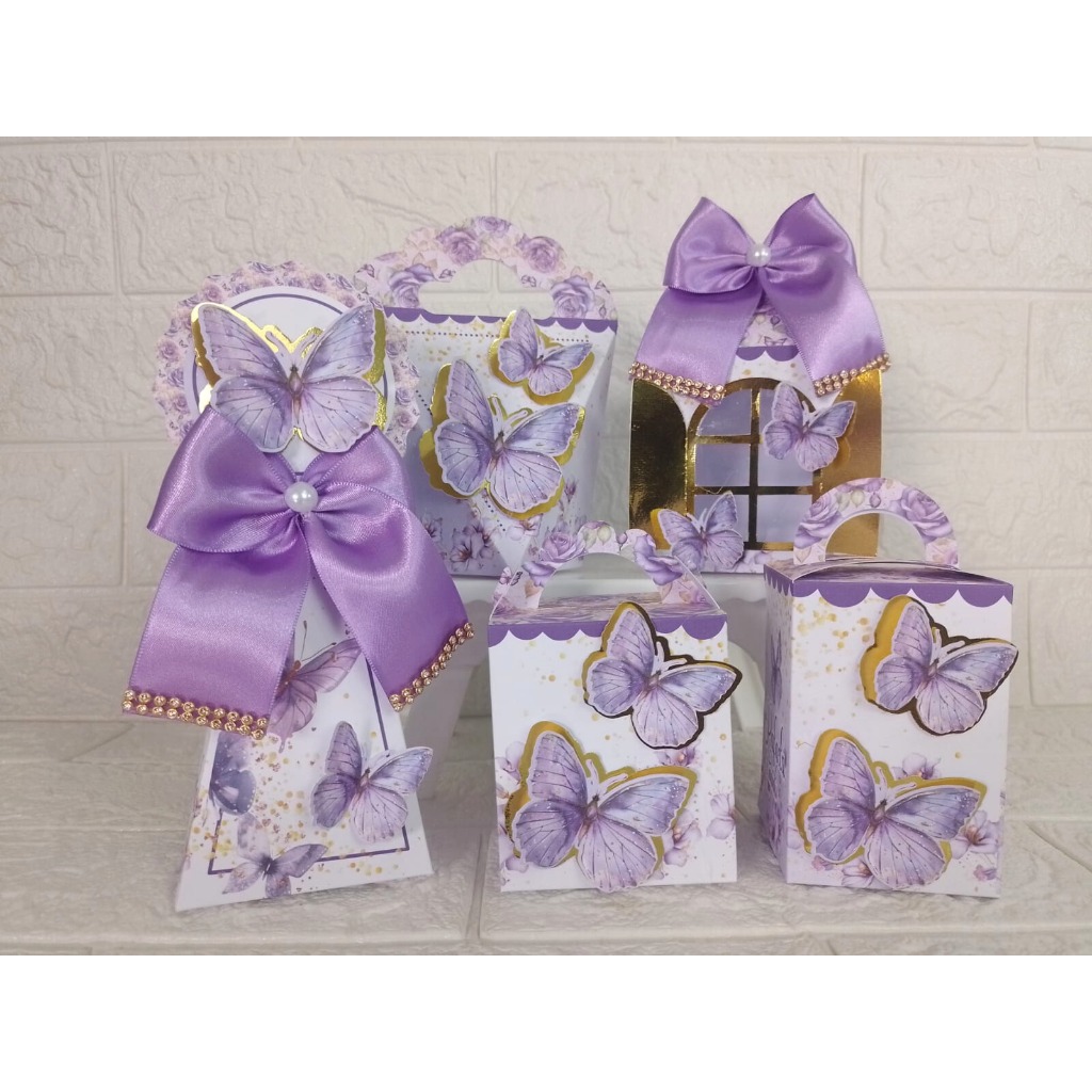 Kit Personalizados Jardim das borboletas roxo / Mimos de Aniversário Lembrancinhas Caixinhas Personalizadas Kit Fest