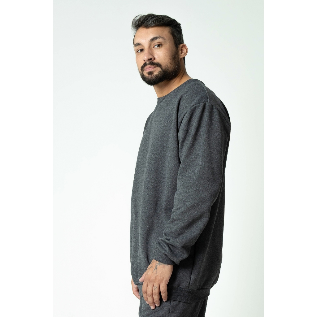 Moletom Gola Redonda Unissex Blusa De Frio Basico Careca Casaco Feminino Masculino Flanelado Liso Sem Estampa Algodão