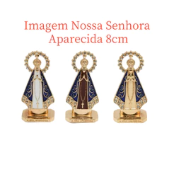 Imagem Nossa Senhora Aparecida 8cm – Escultura Religiosa Decorativa em Metal Dupla Face