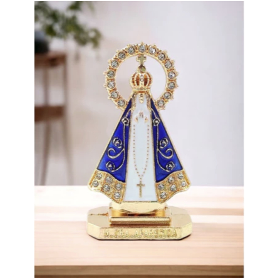 Imagem Nossa Senhora Aparecida 8cm – Escultura Religiosa Decorativa em Metal Dupla Face — imagem 2 de 2