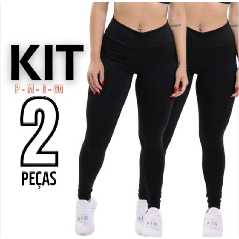 Kit 2 Leg Suplex Lisa Zero Transparência - Calça Legging Academia Feminina Esportiva e Fitness