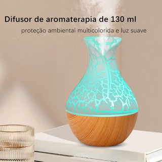 Umidificador de Vaso 130ML ,7 LED mudanças de cor,Efeito de rachadura,Umidificador ultrassônico leve