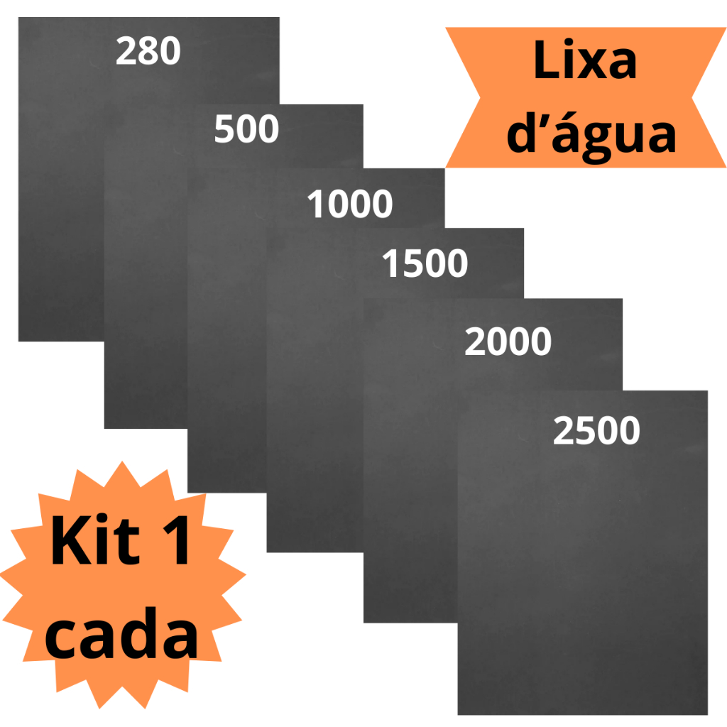 Lixa 280 500 1000 1500 2000 2500 Kit 1 ou 2 Cada Grão Polimento Metal Plásticos Folha D'água Fibras