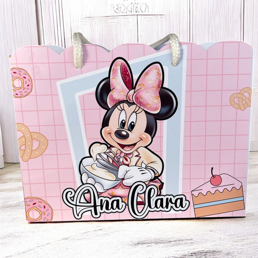 Sacola Minnie confeitaria Personalizado | Sacolinha | Lembrancinha Mimos Aniversário PEGUE E MONTE
