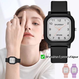 Moda Quadrada Concha Ponteiro Numeral Árabe Silicone Senhoras Relógio em Oferta na Shopee