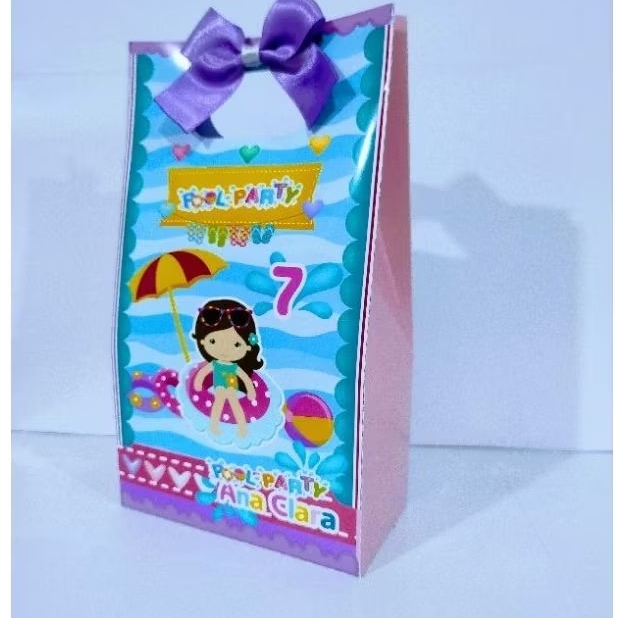 Sacolinhas personalizadas pool party Menina festa infantil lembrancinhas diversos temas
