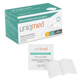 Álcool Swab Uniqmed 70% – Prático e Higiênico (Kit c/100) em Oferta na Shopee