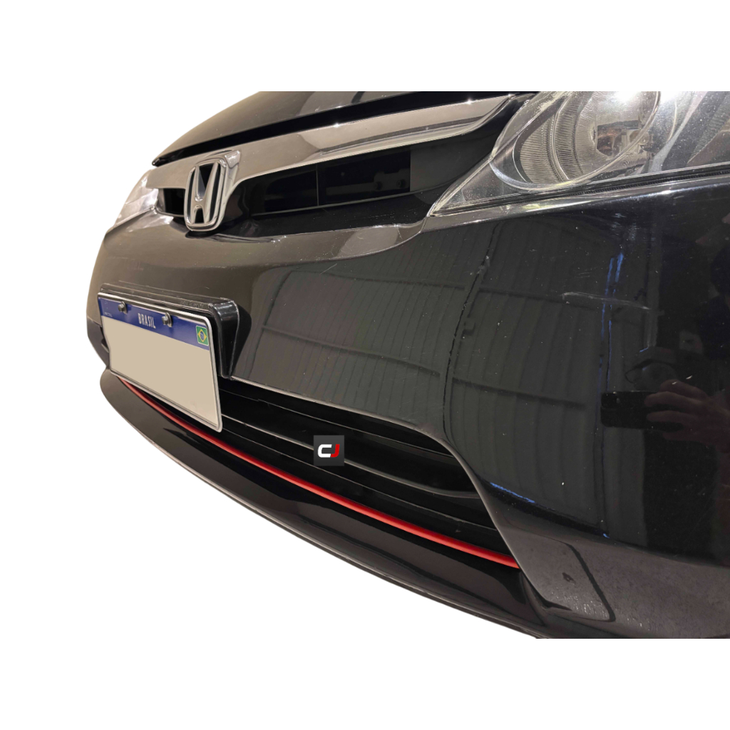 Friso Aplique Parachoque Dianteiro Vermelho Sport Honda New Civic 2007 e 2008