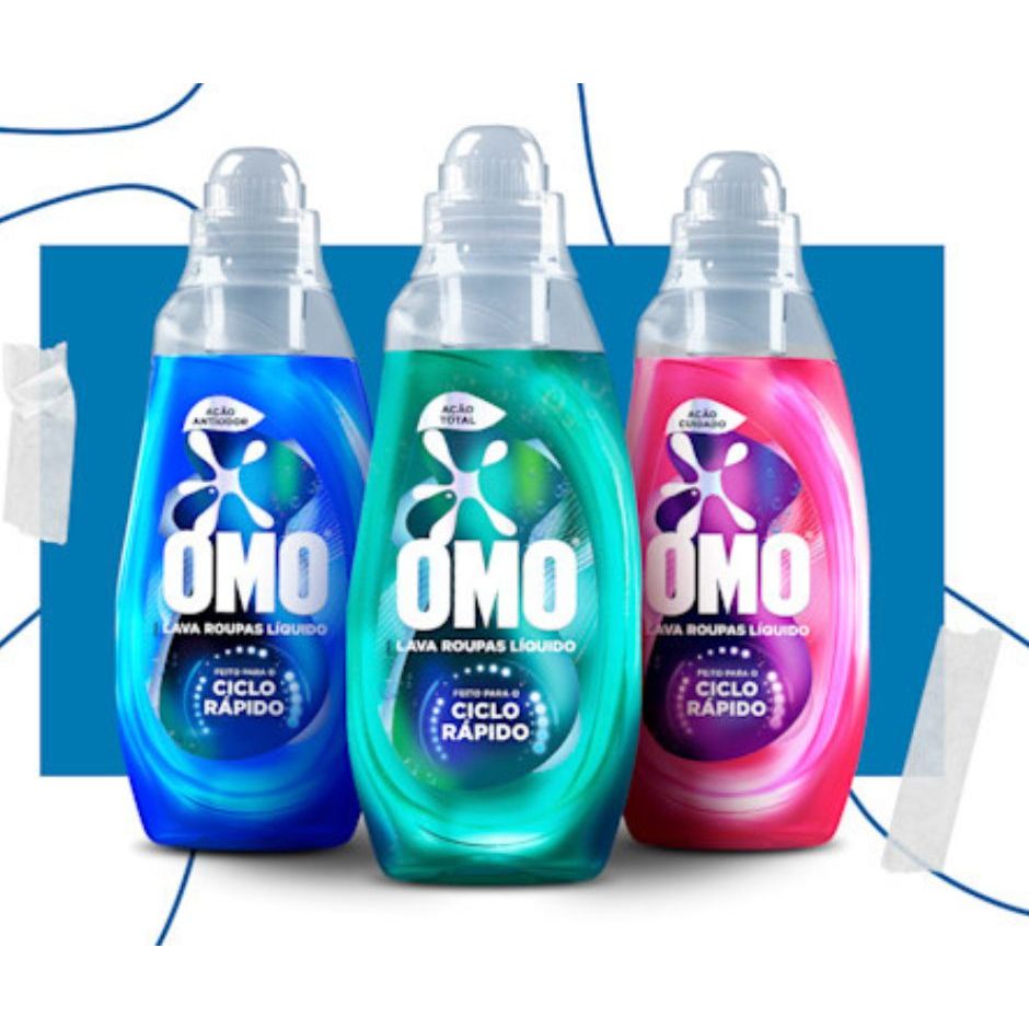 Kit 03 NOVO OMO CICLO RÁPIDO 750ML 1 Ação cuidado +1ação total + 1 ação antiodor