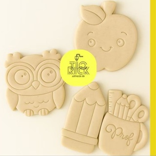 kit 4 cortador/marcador/molde tema dia dos professores para biscoitos, pasta americana em Oferta na Shopee