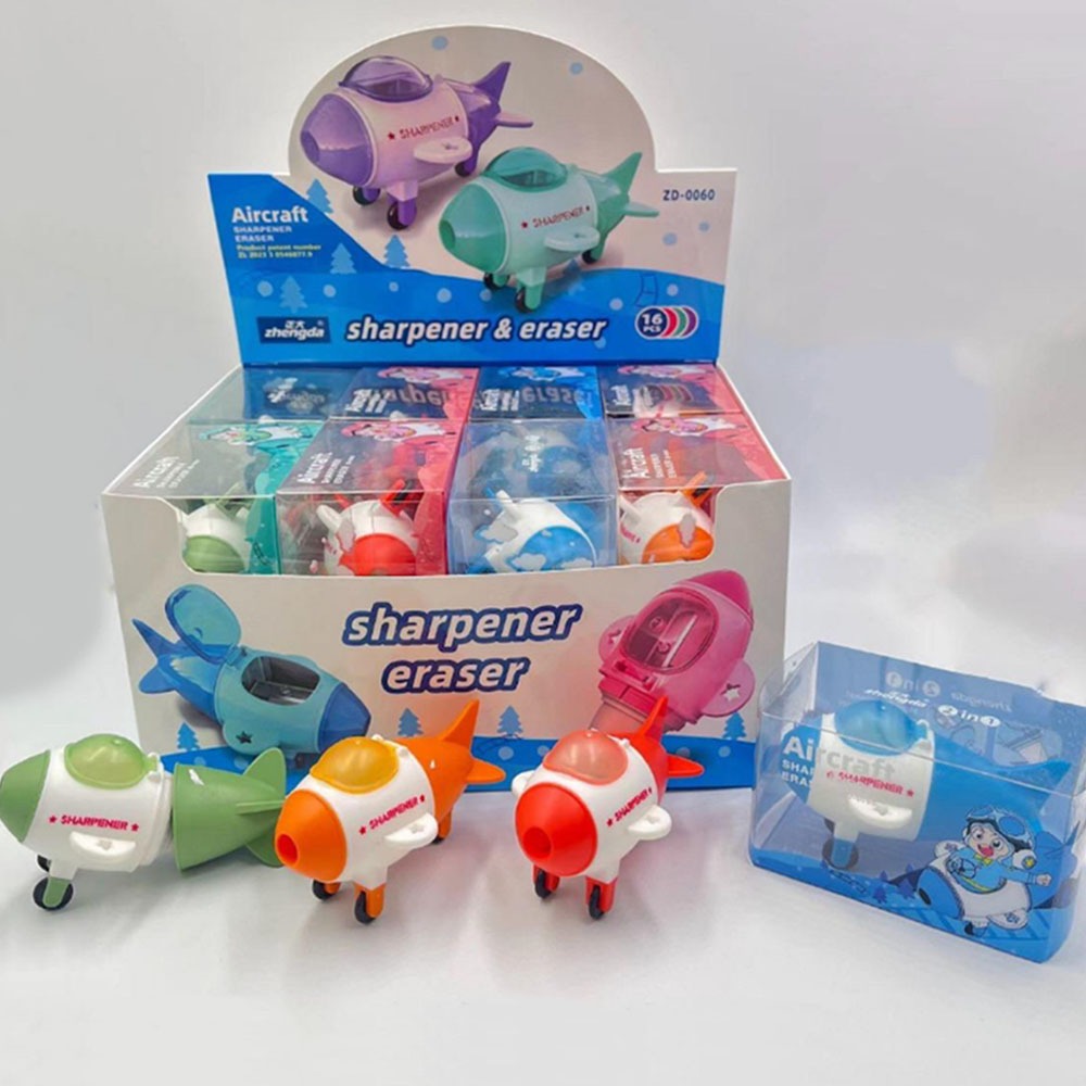 Afiador de lápis de avião criativo Afiador de lápis de um furo Prêmio de papelaria para estudantes