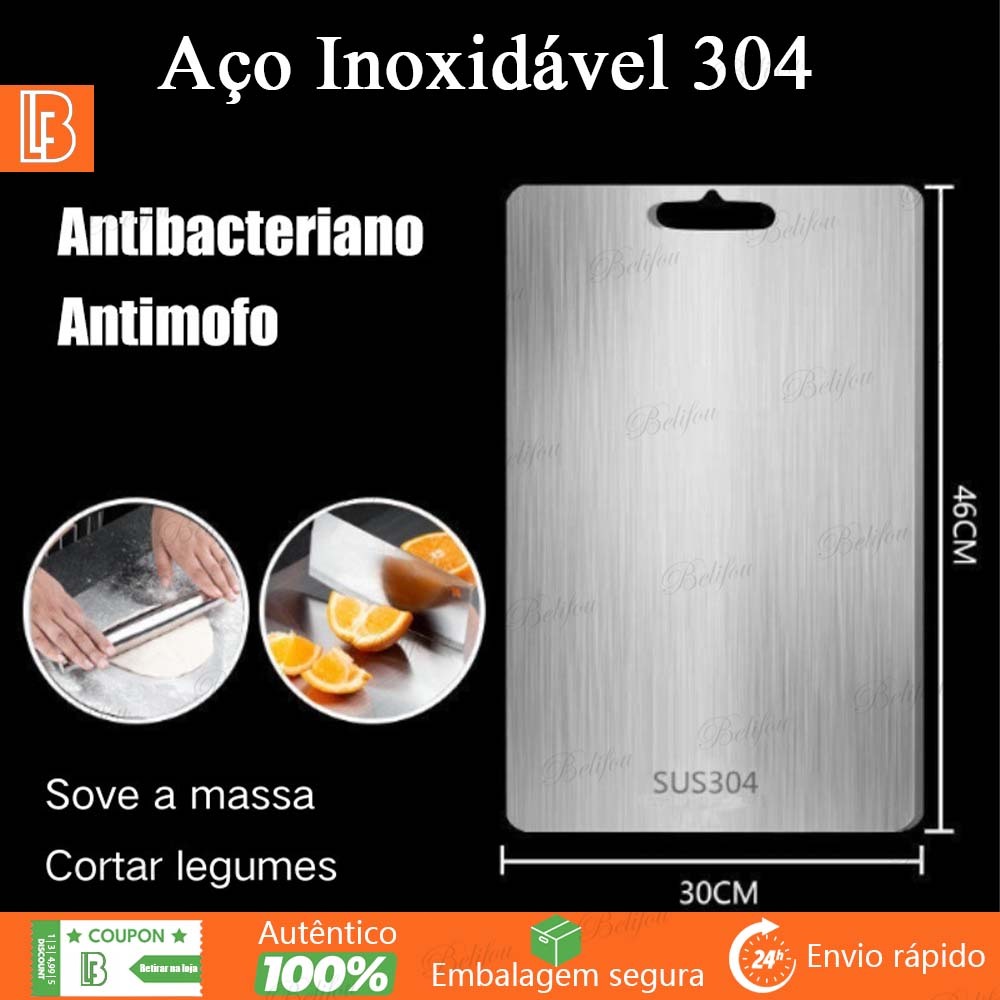 Belifou Tábua De Corte 304 Aço Inoxidável Antibacteriana À Prova De Mofo 46 cm tábua de cozinha