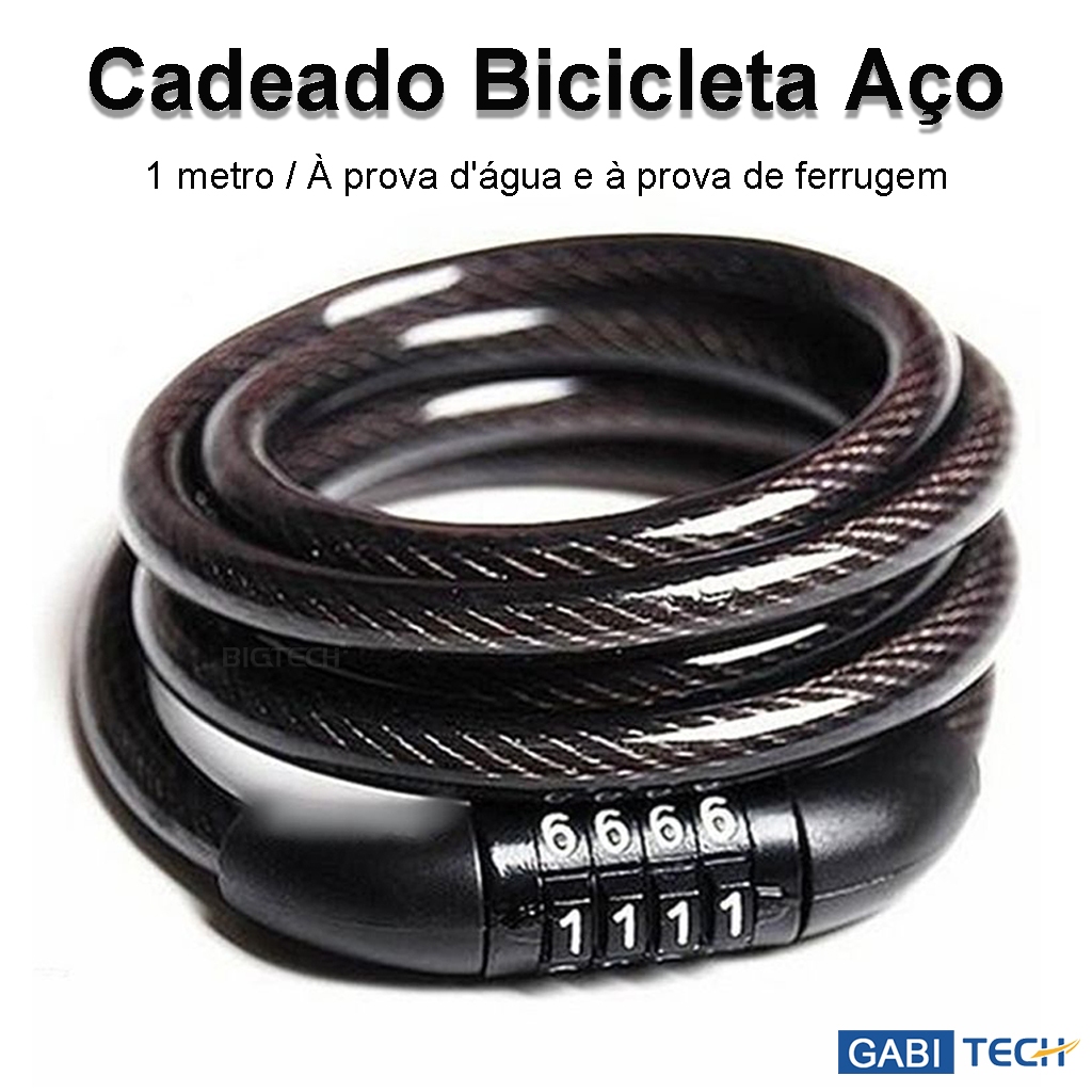 Cadeado Com Senha Segredo Para Bike Moto Trava Tranca Anti Furto Corrente De Cabo De Aço Flexível