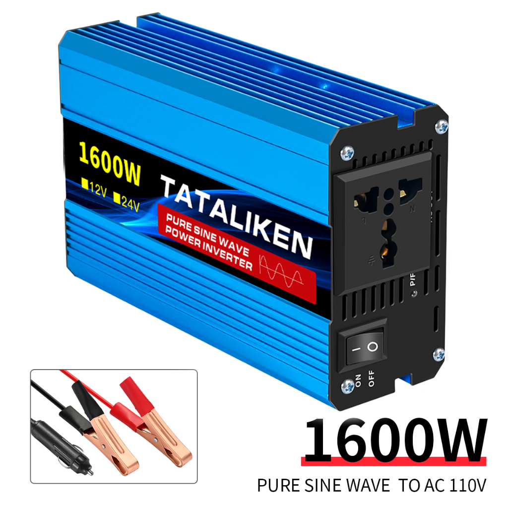 TATALIKEN 1600W Inversor de Onda Senoidal Pura 12V/24V 110V/220V Conversor Solar