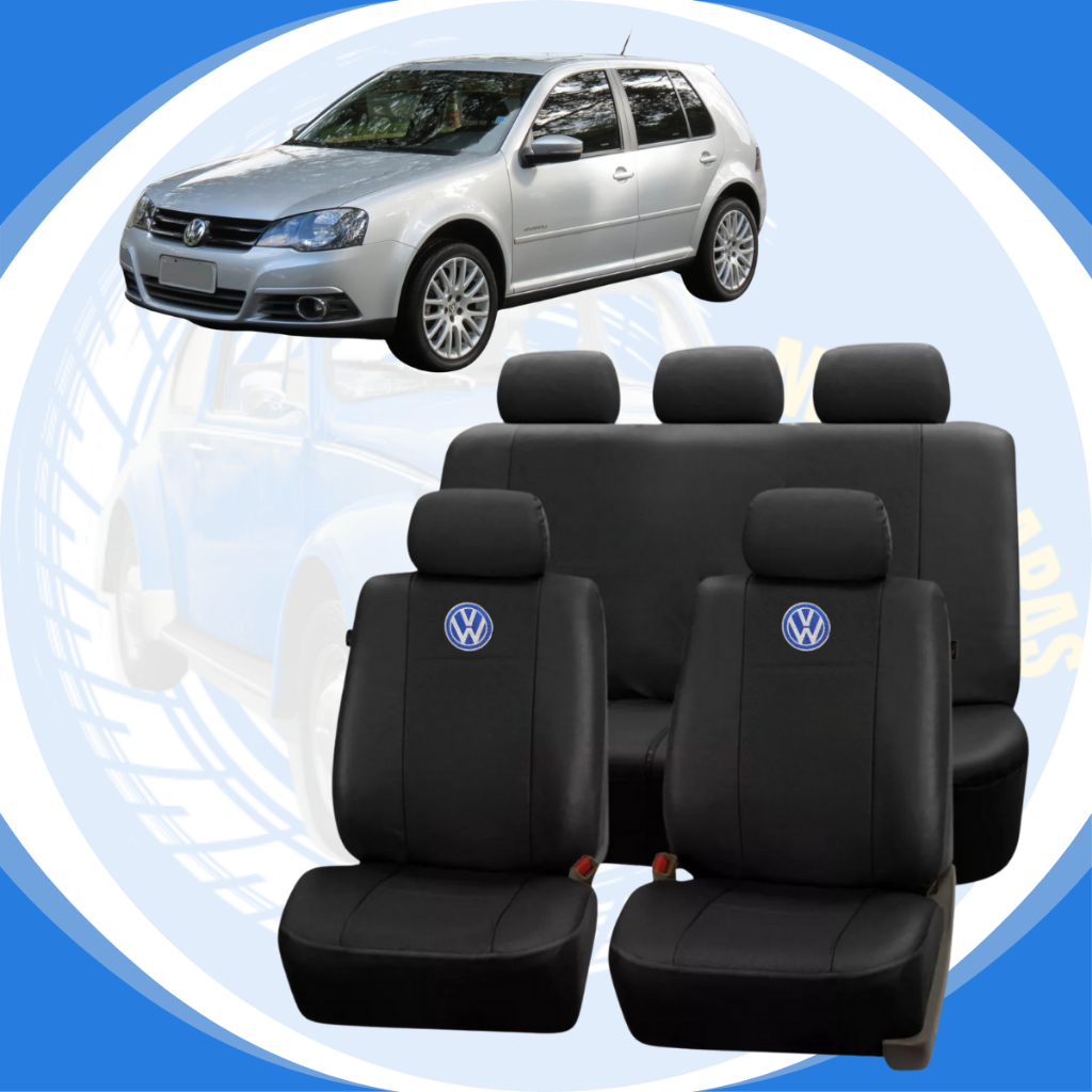 Jogo Completo de Capas 100% Couro Courvin para Banco Automotivo Volkswagen Saveiro G2/g3/g4/ G5/g6/g7 com Logo