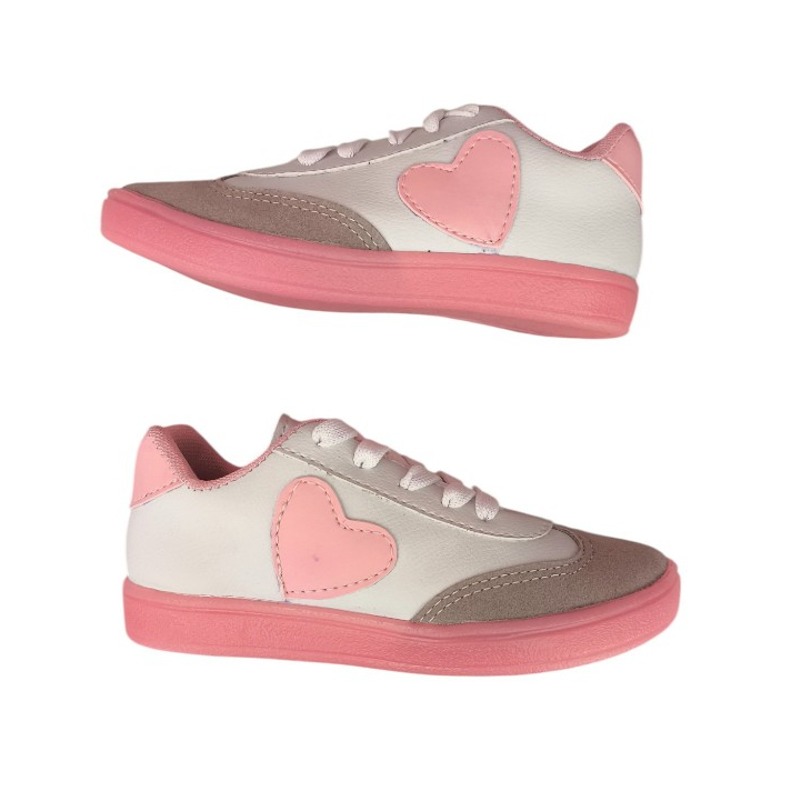 Tênis Infantil Menina Rosa Coração Casual Dia a Dia Escolar Confortável em Oferta na Shopee