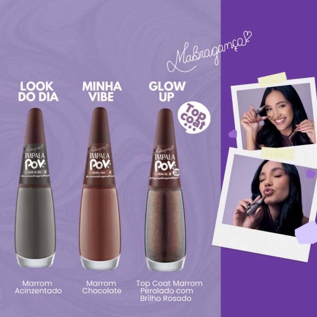 Kit 3 Esmaltes Impala POV: Nova Coleção Marcella Bragança Tons De Marrom Influencers Lançamento em Oferta na Shopee
