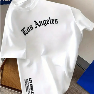 Camiseta Masculina Casual de 100% Algodão Los Angeles para o Verão Streetwear em Oferta na Shopee