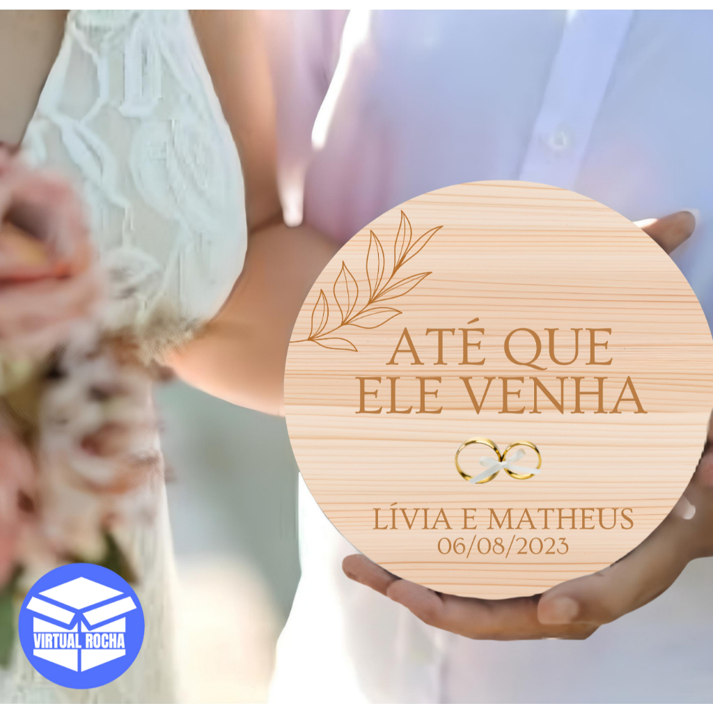 Plaquinha Porta Aliança Decoração Casamento Mdf