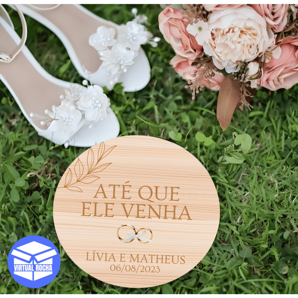 Plaquinha Porta Aliança Decoração Casamento Mdf em Oferta na Shopee