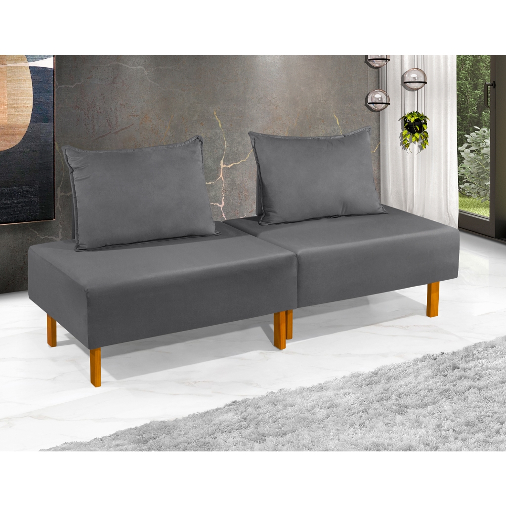 Sofá / Cama Dobrável Portátil P/ Viagens Acomodar Visitas Com Encosto Cinza - Pronta Entrega