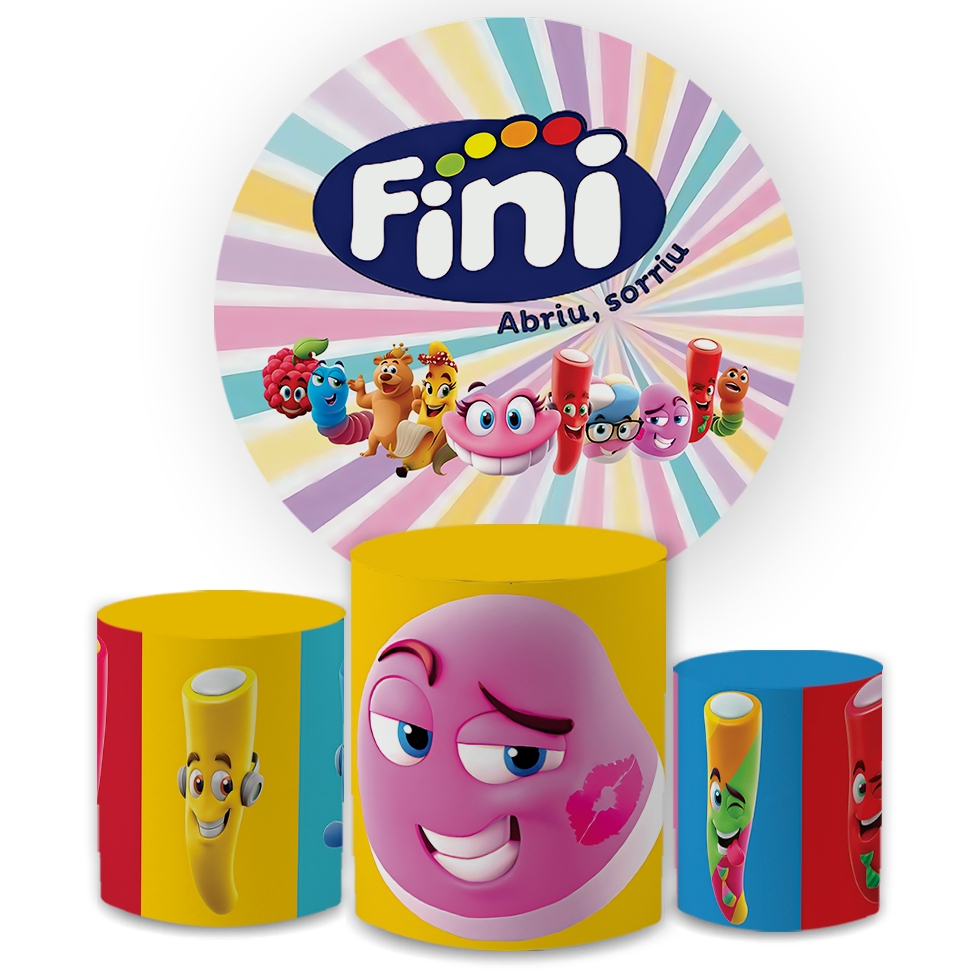 Kit Capa Painel Redondo + Trio Cilindro Decoração Fin1 Doces Festa Aniversário Veste Fácil em Oferta na Shopee