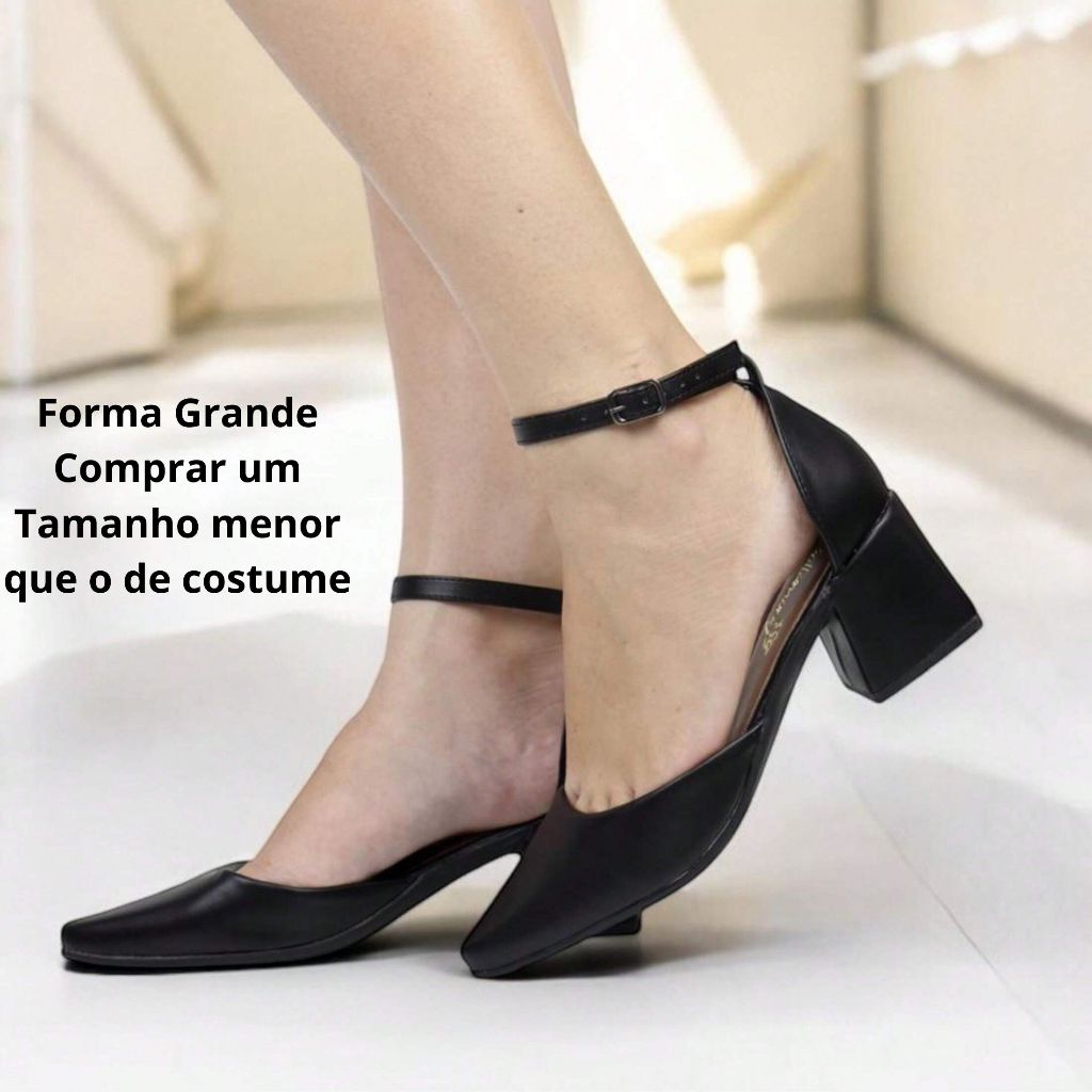 Sapato Scarpin Feminino Social Luxo Salto Baixo Grosso 5cm Elegante Preto,Caramelo,Offwhite,Nude em Oferta na Shopee
