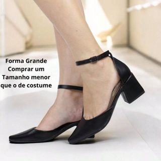 Sapato Scarpin Feminino Social Luxo Salto Baixo Grosso 5cm Elegante Preto,Caramelo,Offwhite,Nude em Oferta na Shopee