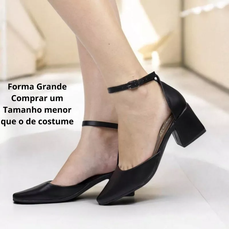 Sapato Scarpin Feminino Social Luxo Salto Baixo Grosso 5cm Elegante Preto,Caramelo,Offwhite,Nude