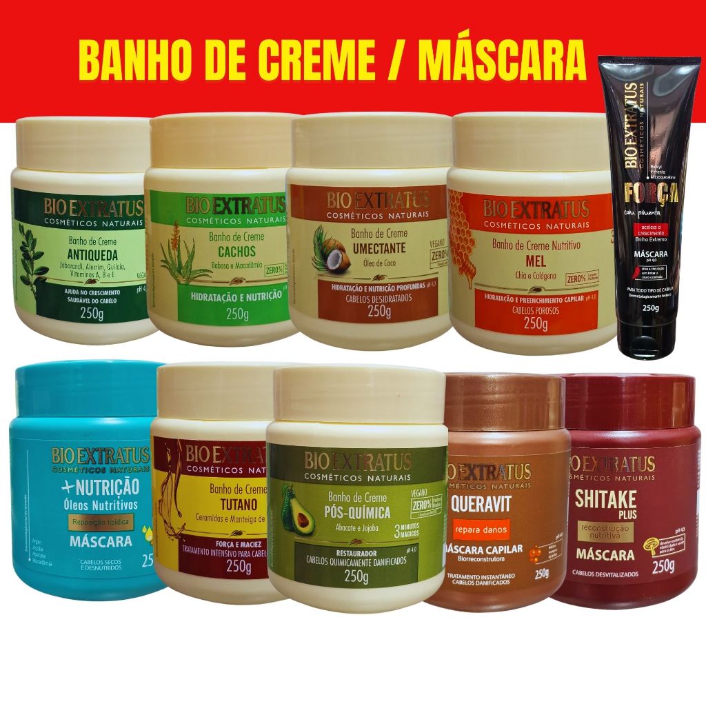 Banho De Creme BioExtratus 250g Máscara Hidratação Cronograma Capilar Nutrição Reconstrução
