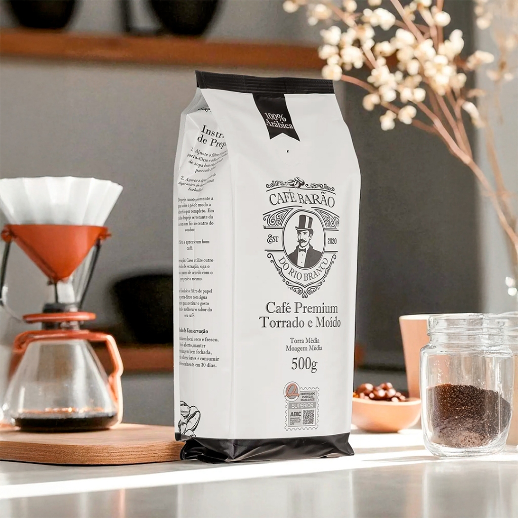 Café Premium Superior Torrado e Moído 500g | 100% Arábica | Cafe Barão do Rio Branco em Oferta na Shopee