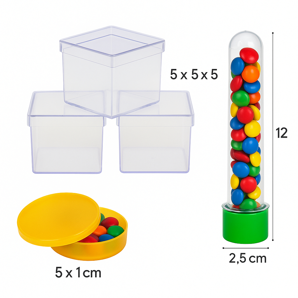 kit festa 30 itens Caixinhas 5x5 Latinhas 5x1 Tubetes de 13 -10 de cada - Lembrancinhas aniversarios em Oferta na Shopee