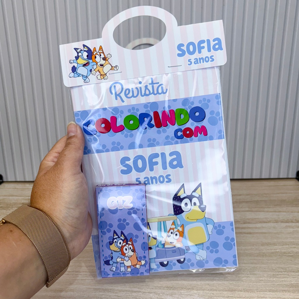 Kit de Colorir Bluey Menina | Lembrancinha para festa Bluey Menina   | Festa Bluey Menina