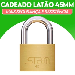 Cadeado segurança Stam original zamac E-coat Latão 45mm | Stam