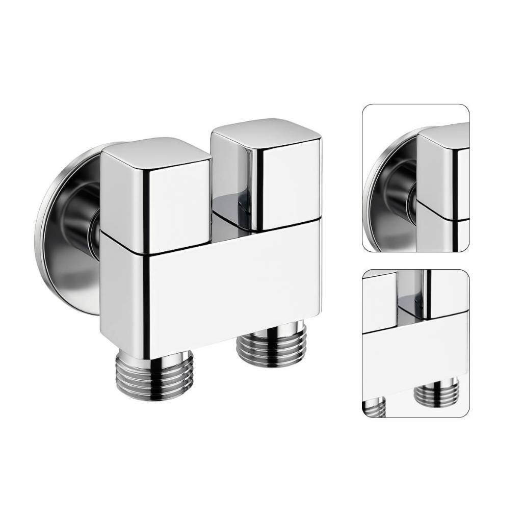 Registro Ducha Higiênica Cromado Metal Dupla Saída Brilhante Prateado Brilhante