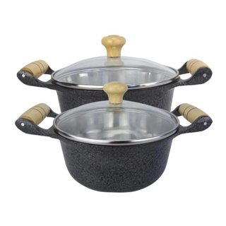 Panelas Alumínio Batido Preto Craqueada c/ Tampa de Vidro nº 16 e 18 em Oferta na Shopee