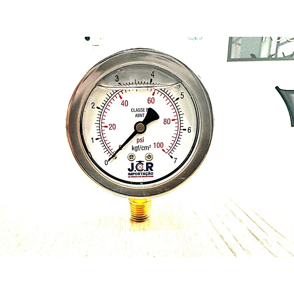 MANÔMETRO ANALÓGICO JCR 63mm 0 A 7 KGF/CM2 X 100PSI