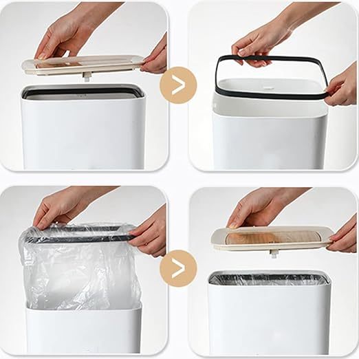 Detalhes do Lixeira para Cozinha Resistente Branca Pés de Plástico 8L Tampa Click de Pressão Banheiro Escritório