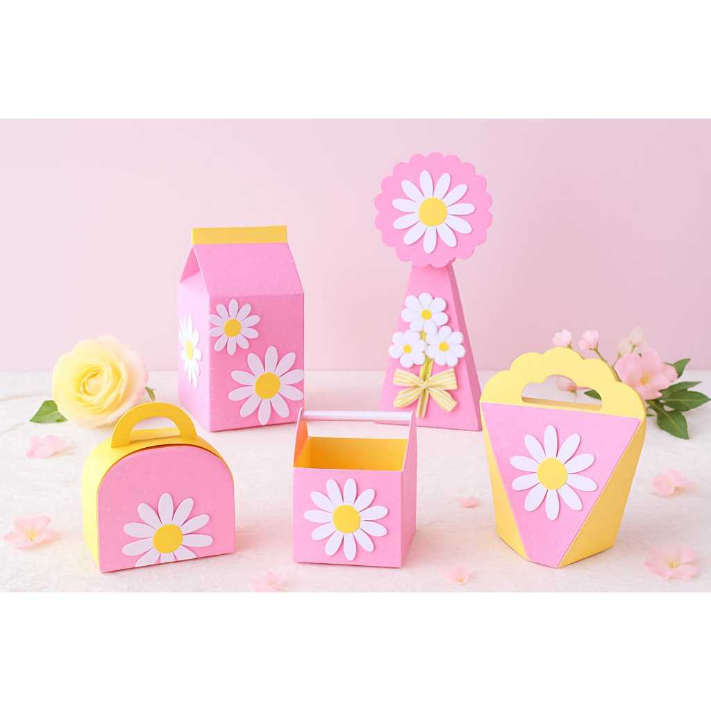 kit Caixinhas personalizadas MARGARIDAS - Caixinhas para decoração e lembrancinha de aniversário - PEGUE E MONTE