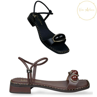 Kit 2 pares Sandália Feminina Enfeite Esfera e Lesma Salto Baixo Elegante Traseira Aberta Ajustável em Oferta na Shopee