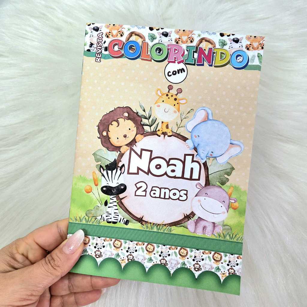 Livrinho de colorir Personalizado Safari/Lembrancinha Aniversário/Festa Infantil