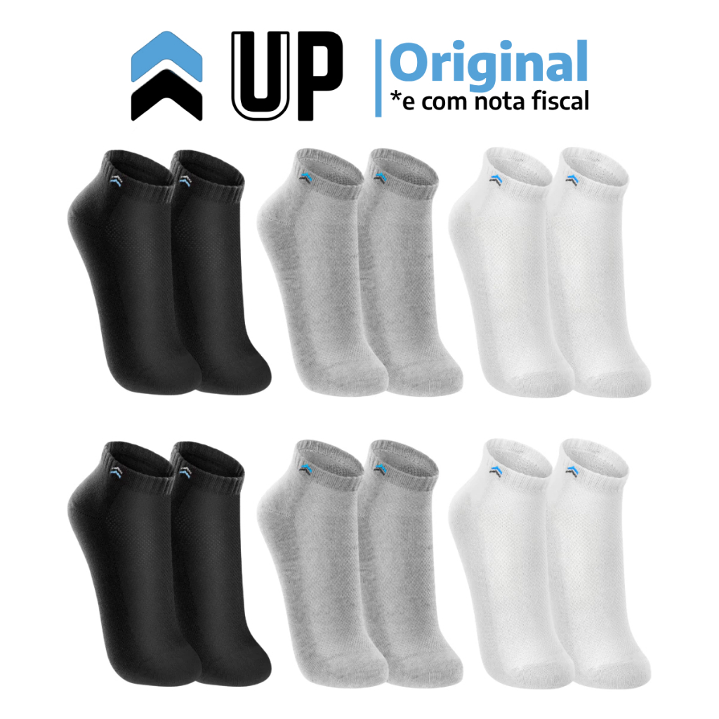 Kit 6 Pares Meias Up 3225 Soquete Cano Curto Baixo Algodão Meia Masculino Feminina Original