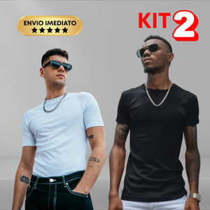 Kit 2 Camiseta Slim Canelada Estilo Americano Masculino